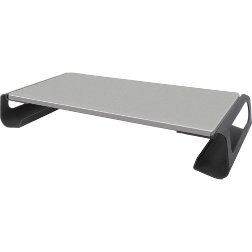 Kantek Contemporary Monitor Riser - 3.2" Height x 22" Width x 9.8" Depth - Steel, Medium Density Fiberboard (MDF) - Black, Gray
