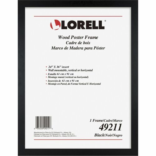 Lorell Wide Frame - 24" x 36" Frame Size - Rectangle - Horizontal, Vertical - Black - 1 Each