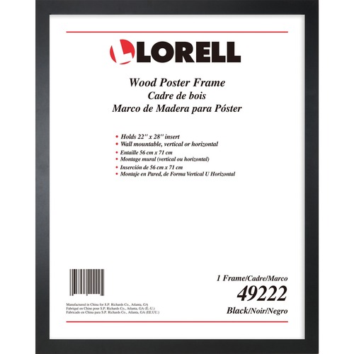 Lorell Solid Wood Poster Frame - 22" x 28" Frame Size - Rectangle - Horizontal, Vertical - Black - 1 Each