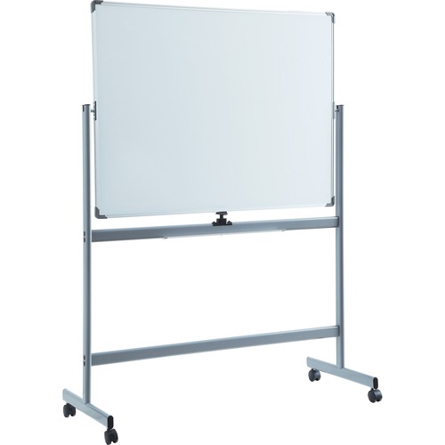 Lorell Double-sided Magnetic Whiteboard Easel - 72" (6 ft) Width x 48" (4 ft) Height - White Surface - Rectangle - Floor Standing - Magnetic - 1 Each