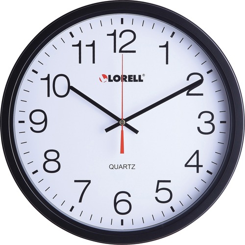 Lorell 12-1/2" Slimline Wall Clock - Analog - Quartz - Black Case - Modern Style