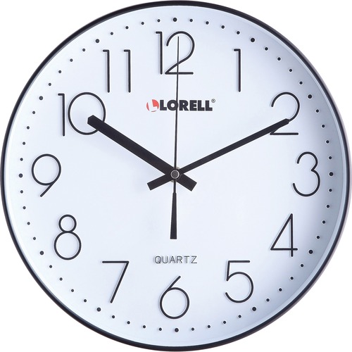 Lorell 12" Quiet Wall Clock - Analog - Quartz - Black - Wall Clocks - LLR61011