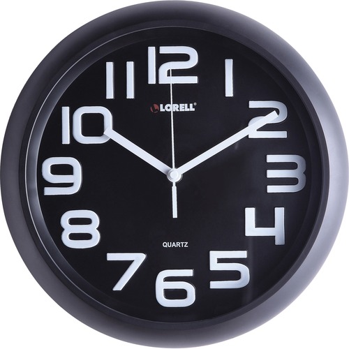 Lorell 11-5/8" Quiet Wall Clock - Digital - Quartz - Black/Plastic Case - Wall Clocks - LLR61012