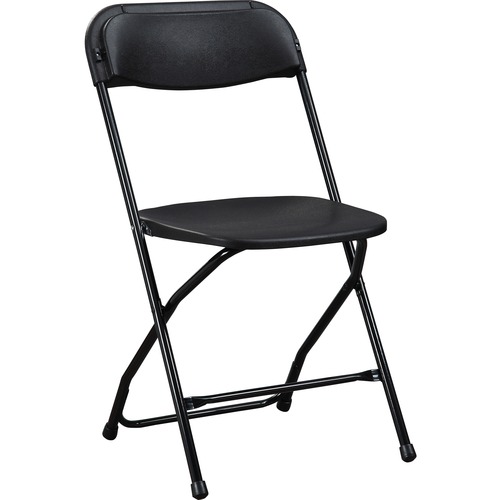 Lorell Injection-molded Folding Chairs - X-Style Base - Black - Plastic - 4 / Carton