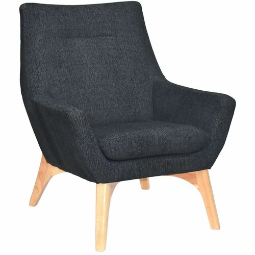 Lorell Quintessence Collection Upholstered Chair - Black Seat - Black Back - Low Back - Four-legged Base - 1 Each