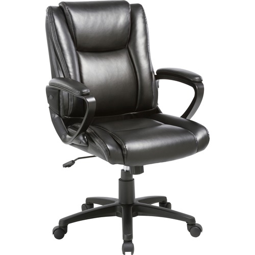 SOHO igh-back Office Chair - Black Bonded Leather Seat - Black Bonded Leather Back - High Back - 5-star Base - 1 Each