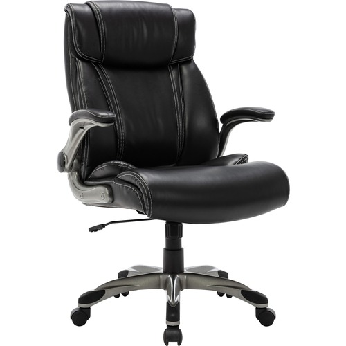 SOHO High-back Office Chair Flip with Armrest - Black Bonded Leather Seat - Black Bonded Leather Back - High Back - 5-star Base - Armrest - 1 Each