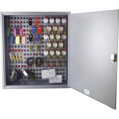 Steelmaster Flex Key Cabinet - 16.5" x 22.6" x 3.8" - Hinged Door(s) - Sturdy, Durable, Scratch Resistant, Chip Resistant, Key Lock, Wall Mountable - Gray - Steel - Recycled - Assembly Required