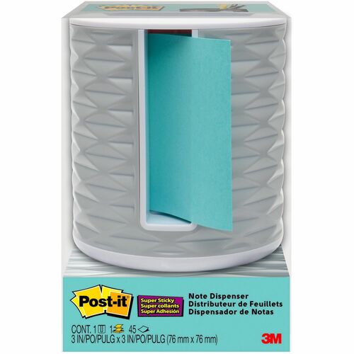 Post-it® Pop-up Aqua Notes Vertical Dispenser - 3" (76.20 mm) x 3" (76.20 mm) Note - Light Gray