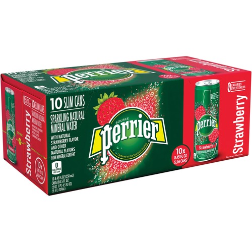 Perrier Slim Can Mineral Water Beverage - Ready-to-Drink - Sugar Free - 8.45 fl oz (250 mL) - Can - 30 / Carton