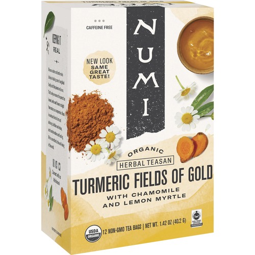 Numi Organic Turmeric Fields of Gold Herbal Tea Bag - 1.3 oz - 12 / Box