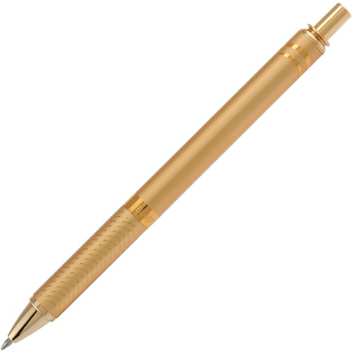 Pentel EnerGel Alloy Gel Ink Retractable Pen - Medium Pen Point - 0.7 mm Pen Point Size - Refillable - Retractable - Black Liquid Gel Ink Ink - Gold Aluminum Alloy Barrel - Metal Tip - 1 Each