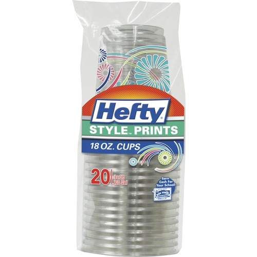 Hefty Style Prints 18 oz Cups - 20 / Pack - Clear - Plastic - Cold Drink