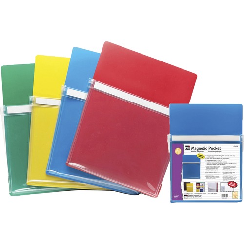 CLI Magnetic Pocket - 1" Height x 10" Width x 12" Length - Assorted - 4 / Pack