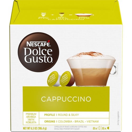 Nescafe Dolce Gusto Cappuccino Coffee - Compatible with Majesto Automatic Coffee Machine - Cappuccino - 16 / Box