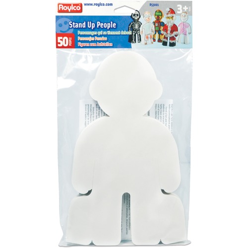 Roylco Stand-Up People Cut-outs - Recommended For 3 Year - 11.50" Height x 7.25" Width x 0.01" Depth - White - 50 / Pack