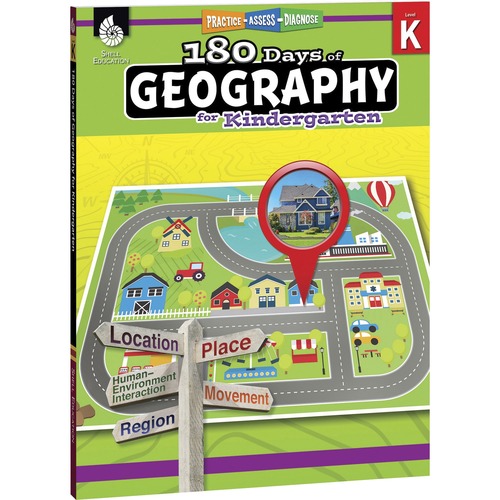 Shell Education 180 Days of Geography Resource Printed Book - 208 Pages - Book - Grade K