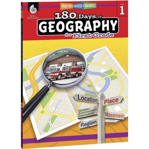 Shell Education 180 Days of Geography Resource Printed Book - 208 Pages - Book - Grade 1