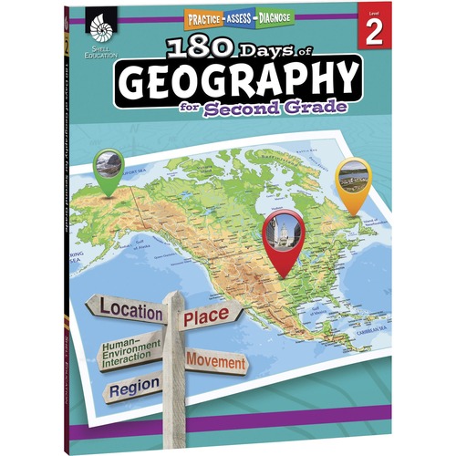 Shell Education 180 Days of Geography Resource Printed Book - 208 Pages - Book - Grade 2