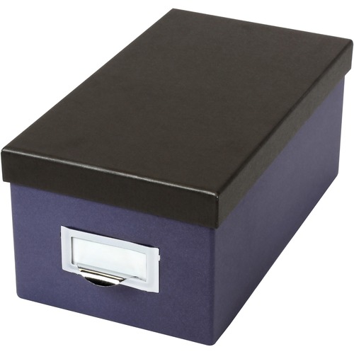 Oxford Index Card Storage Box - External Dimensions: 11.5" Length x 6.5" Width x 5" Height - Media Size Supported: Index Card 4" x 6" - 1000 x Index Card (4" x 6") - Indigo, Black - For Index Card, Recipe, Photo, Notes - Recycled - 1 Each