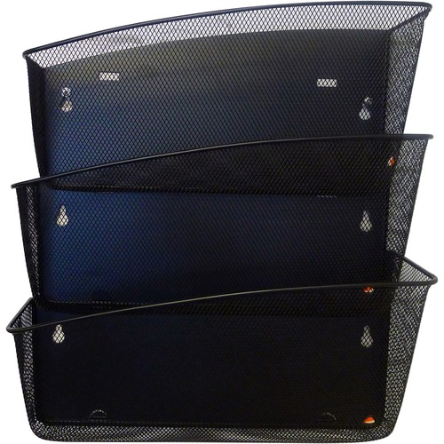 Alba Mesh Wall File Set - 3 Pocket(s) - Compartment Size : 6.69" x 13.78" x 4.72" - 15.94" Height4.72" Depth x 13.78" Length - Black - Steel, Metal - 1 Each