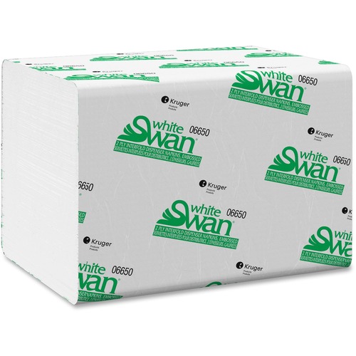 White Swan 2-ply Interfold Napkins - 2 Ply - Interfolded - White - Embossed, Soft, Absorbent - For Office Building, School, Restaurant, Multipurpose - 250 / Pack