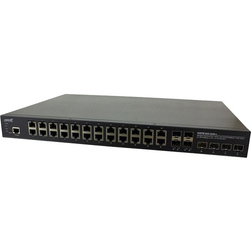 Transition Networks Managed Hardened Gigabit Ethernet PoE+ Rack Mountable Switch - 24 Ports - Manageable - Gigabit Ethernet - 10/100/1000Base-T - 4 Layer Supported - Modular - 4 SFP Slots - 36 W Power Consumption - Twisted Pair, Optical Fiber - Rack-mount