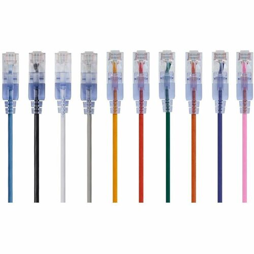 Monoprice SlimRun Cat.6A UTP Patch Network Cable - 6" Category 6a Network Cable for Network Device - First End: 1 x RJ-45 Network - Male - Second End: 1 x RJ-45 Network - Male - 10 Gbit/s - Patch Cable - 30 AWG - 10 Bag