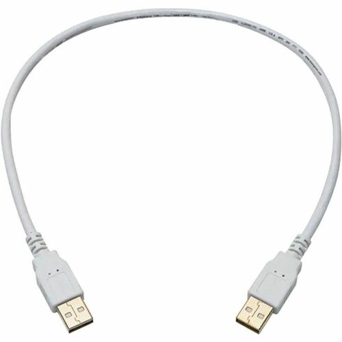 Monoprice USB-A to USB-A 2.0 Cable - 28/24AWG, Gold Plated, White, 1.5ft - 1.5 ft USB Data Transfer Cable for PC, Keyboard, Mouse, Modem, Printer, USB Device - First End: 1 x USB 2.0 Type A - Male - Second End: 1 x USB 2.0 Type A - Male - 480 Mbit/s - Gol