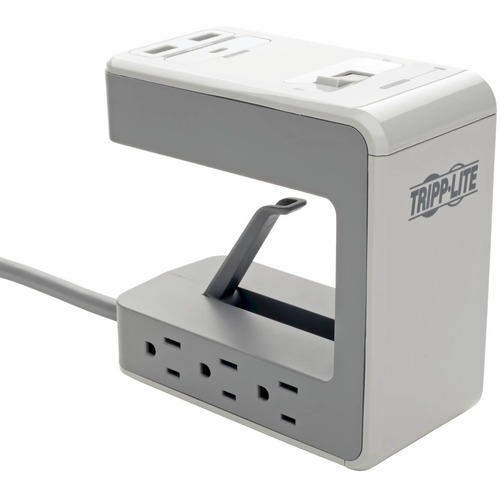Eaton Tripp Lite Series 6-Outlet Surge Protector w/2 USB-A (4.8A Shared) & 1 USB-C (3A) - 8 ft. (2.43 m) Cord, 1080 Joules, Desk Clamp - 6 x NEMA 5-15R, 2 x USB - 1800 VA - 1080 J - 120 V AC Input