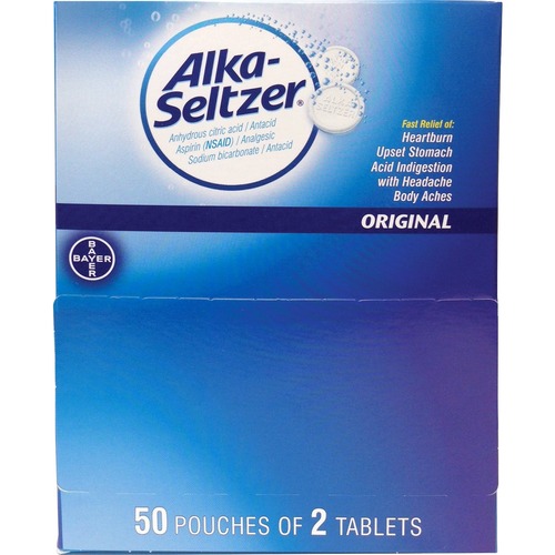 Alka-Seltzer Original Antacid Tablets - For Heartburn, Upset Stomach, Acid Indigestion, Headache, Pain, Body Ache - 100 / BoxBox