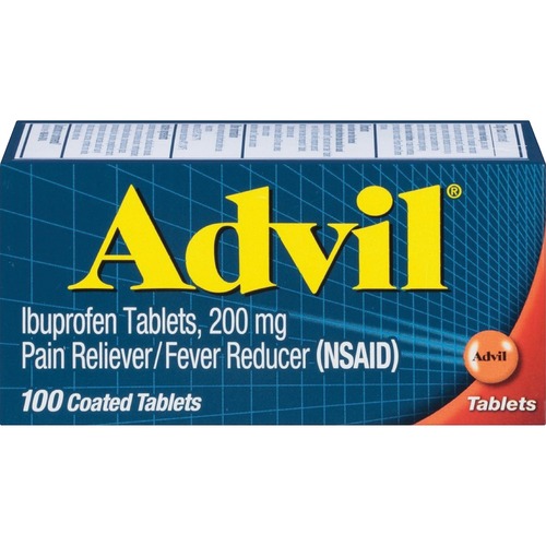 Advil Pain Reliever Ibuprofen Tablets - For Fever, Pain, Headache, Backache, Toothache, Menstrual Cramp, Common Cold, Muscular Pain, Arthritis - 100 /