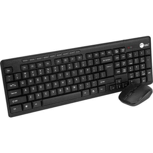 SIIG Wireless Extra-Duo Keyboard & Mouse - USB 2.0 Wireless RF - 102 Key - Black - USB 2.0 Wireless RF - Optical - 1600 dpi - 3 Button - Scroll Wheel - QWERTY - Black - Internet Key, Email, Multimedia Hot Key(s) - AA, AAA - Compatible with Windows