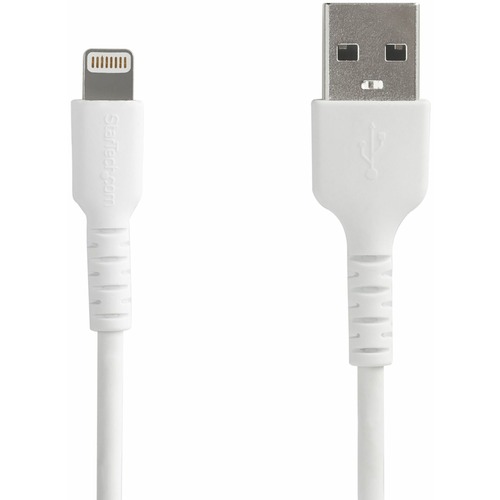 StarTech.com 6 foot/2m Durable White USB-A to Lightning Cable, Rugged Heavy Duty Charging/Sync Cable for Apple iPhone/iPad MFi Certified - Aramid fiber shelters heavy duty lightning cable from stress of bends/twists - White durable strong rugged USB-A to 