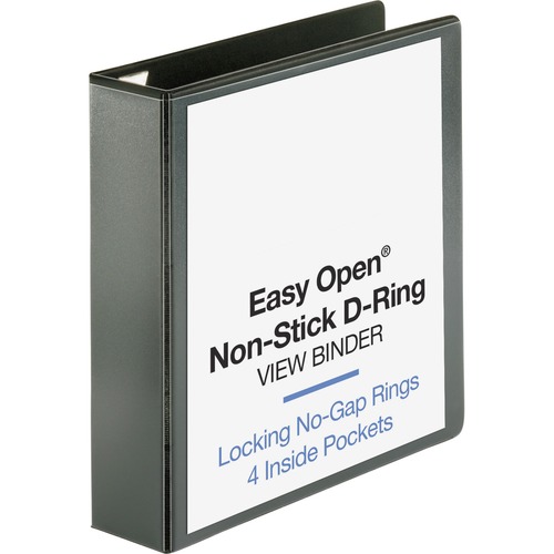 Business Source Locking D-Ring View Binder - 2" Binder Capacity - Letter - 8 1/2" x 11" Sheet Size - 500 Sheet Capacity - D-Ring Fastener(s) - 4 Inside Front & Back Pocket(s) - Polypropylene, Chipboard - Black - Recycled - Locking Ring, Clear Overlay, Non - Presentation / View Binders - BSN26960