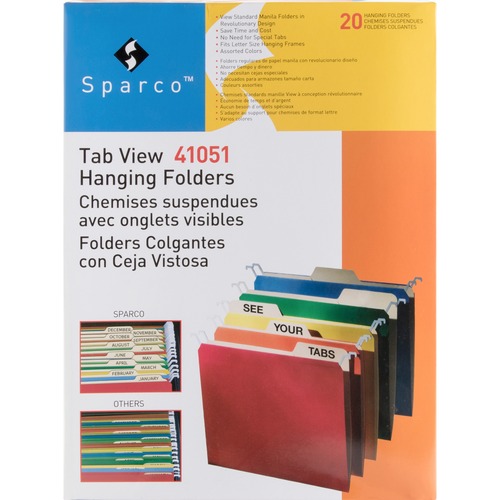 Business Source 1/3 Tab Cut Letter Recycled Hanging Folder - 8 1/2" x 11" - Manila - Assorted - 70% Recycled - 20 / Pack - Green Hanging Folders - BSN41051