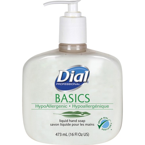 Dial Basics HypoAllergenic Liquid Hand Soap - Fresh Floral Scent - 16 fl oz (473.2 mL) - Pump Bottle Dispenser - Kill Germs - Hand, Skin - White - 12 