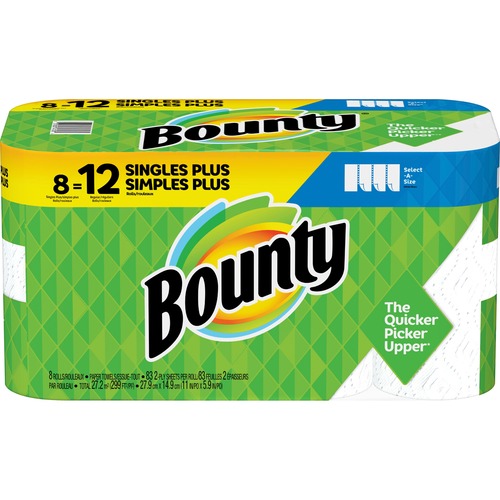 Bounty Select-A-Size Paper Towels - 2 Ply - White - Perforated, Durable, Absorbent - For Kitchen - 8 / Pack