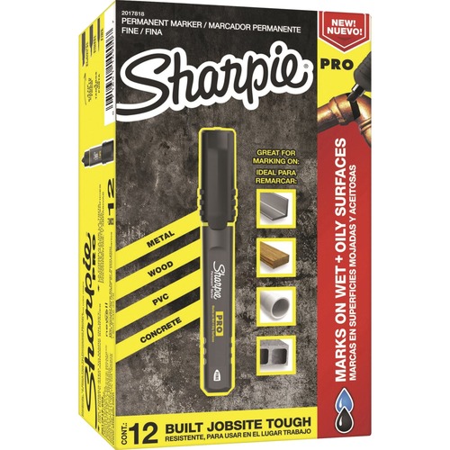 Sharpie PRO Fine Tip Permanent Markers - Fine Marker Point - 0.7 mm Marker Point Size - Black - 12 / Dozen