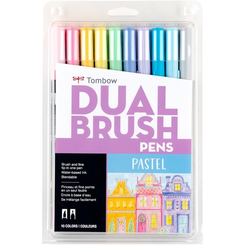 Tombow Dual Brush Pen Set - Fine Pen Point - Brush Pen Point StyleWater Based Ink - Nylon Tip - 10 / Pack