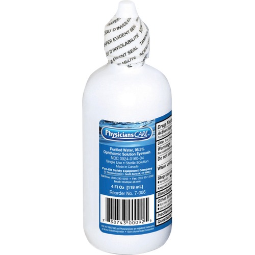 PhysiciansCare Single-use Eyewash Solution - 4 fl oz (118.29 mL) - Sterile, Refillable - For Irritated Eyes - 1 Each