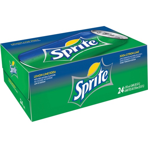 Sprite Canned Soft Drink - Ready-to-Drink - Lemon, Lime Flavor - 354.88 mL - 24 / Carton