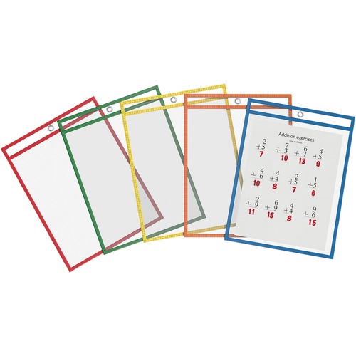 QuickFit Dry Erase Pocket - Assorted Frame - Rectangle - 10 / Pack - Vinyl/Plastic Pockets & Sleeves - RGO40110