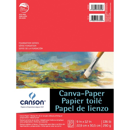 Canson Foundation Canva-Paper - 136 lb Basis Weight - 290 g/m² Grammage - 9" x 12" - White Paper - Acid-free, Bleed Resistant, Textured - 1 Each