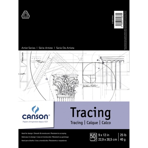 Canson Foundation Tracing - 50 Sheets - Twin Wirebound - 25 lb Basis Weight - 40 g/m² Grammage - 9" x 12" - Micro Perforated, Removable, Translucent, Smooth, Scrap Resistant, Acid-free - 1Each - Drafting & Tracing Paper - DIX100510960