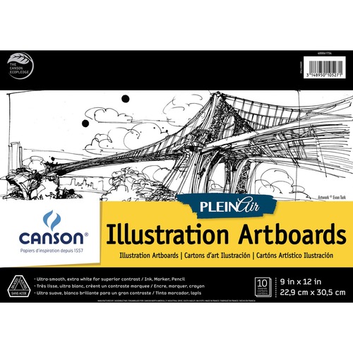 Canson Plein Air Illustration Art Board Pad - 10 Sheets - 20 Pages - Glue - 150 lb Basis Weight - 9" x 12" - Acid-free, Heavyweight Cover - 1Each