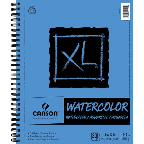 Canson XL Watercolor - 30 Sheets - 60 Pages - Wire Bound - 140 lb Basis Weight - 300 g/m² Grammage - 9" x 12" - Erasable, Acid-free Paper, Micro Perforated, Heavyweight Sheet, Textured - 1Each - Sketch Pads & Drawing Paper - DIX400068375