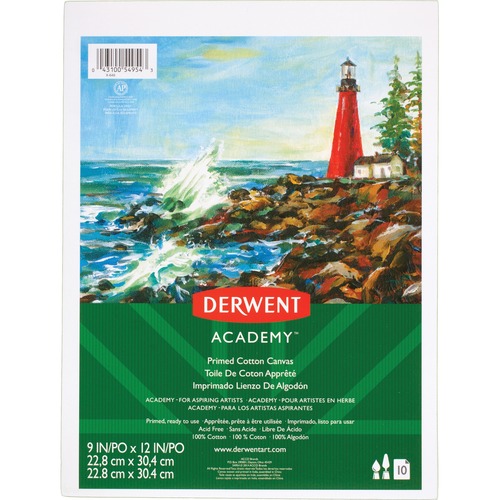 Derwent Canvas Pad - 10 Sheets - Gummed - 9" x 12" - 12" (304.80 mm) x 9" (228.60 mm)0.31" (7.87 mm) - Acid-free, Removable, Textured, Ready to Use - 1 Each