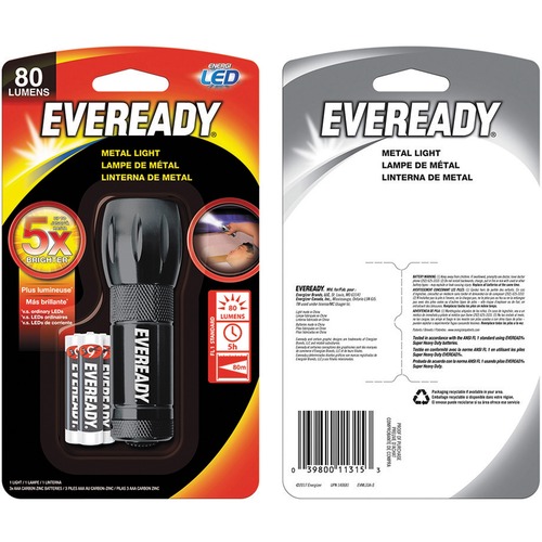 Eveready Compact LED Metal Flashlight - AAA - Metal - Black