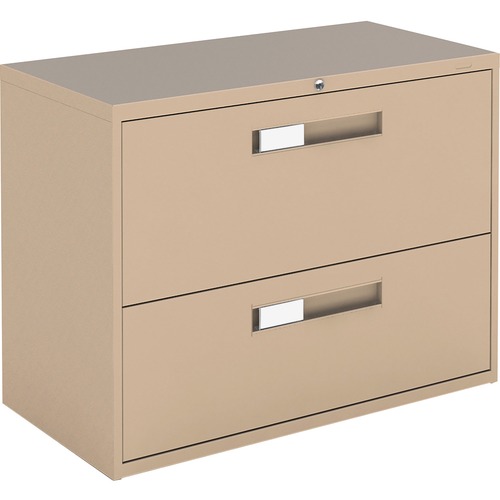 Global 9300 Series Centre Pull Lateral File - 2-Drawer - 18" x 36" x 27.1" - 2 x Drawer(s) for File - Letter, Legal, A4 - Lateral - Hanging Bar, Interlocking, Anti-tip, Pull Handle, Ball-bearing Suspension, Leveling Glide, Lockable, Durable, Reinforced -  = GLB93362F1HNE
